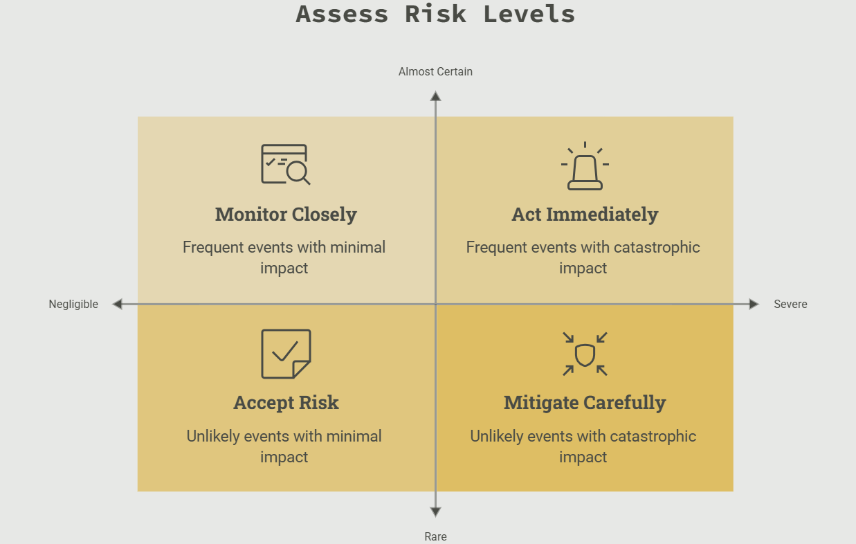 The ISO 27001 risk assessment matrix helps organizations prioritize information security risks by evaluating their likelihood and business impact to determine appropriate treatment actions.
